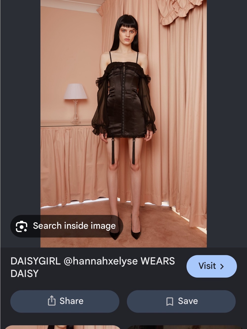 Daisy Black Satin Off-Shoulder Mini Dress